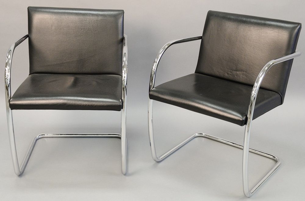 Appraisal: Set of eleven Brno chairs made in Italy black leather