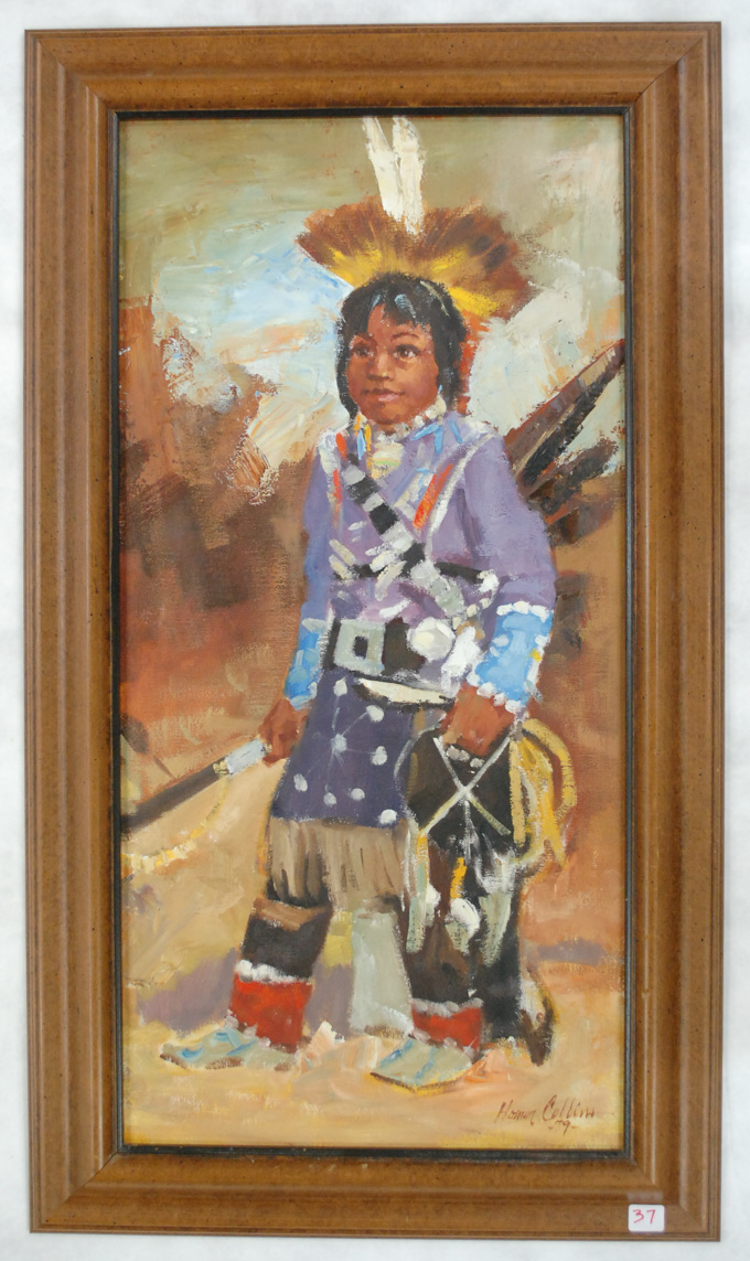 Appraisal: HOMER COLLINS OIL ON CANVAS Montana Georgia th century Native