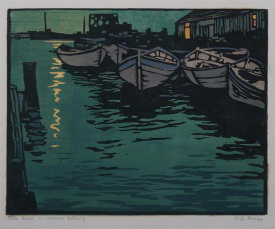 Appraisal: WILLIAM S RICE American - IDLE BOATS-OAKLAND ESTUARY signed and