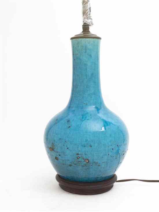 Appraisal: A Chinese Porcelain Vase of bottle form with turquoise glaze