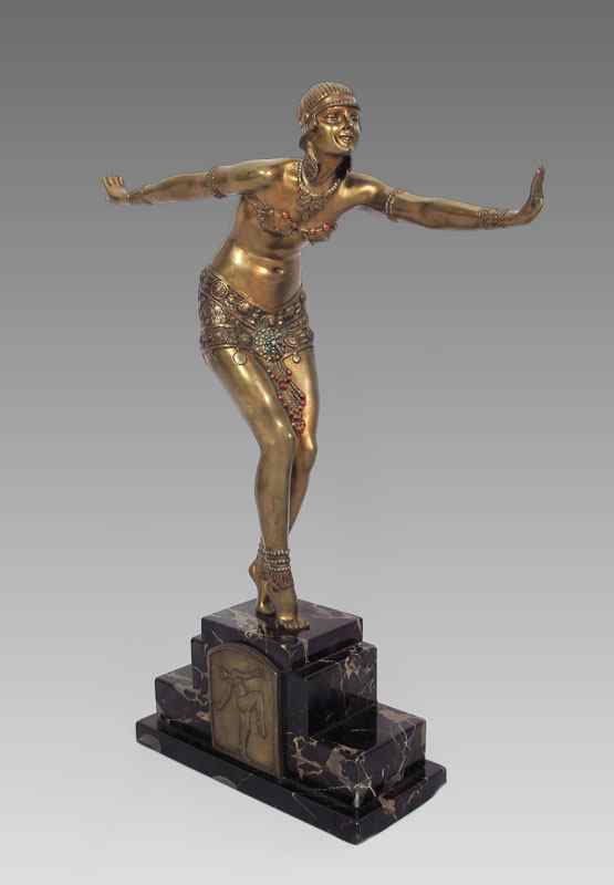 Appraisal: PHOENICIAN DANCER PATINATED BRONZE AFTER CHIPARUS Excellent caliber French restrike