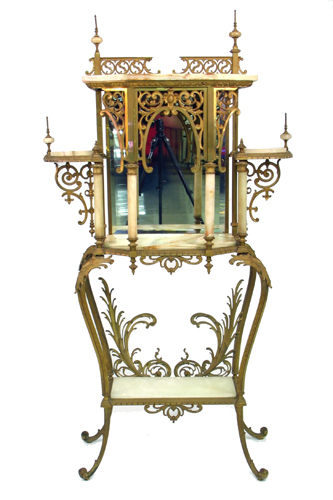 Appraisal: A VICTORIAN BRASS AND ONYX MARBLE ETAGERE American c The