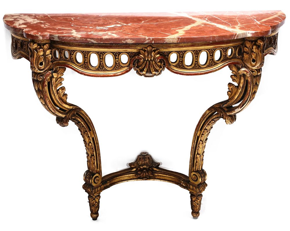 Appraisal: AN EARLY TH CENT LOUIS XVI STYLE MARBLE TOP CONSOLE