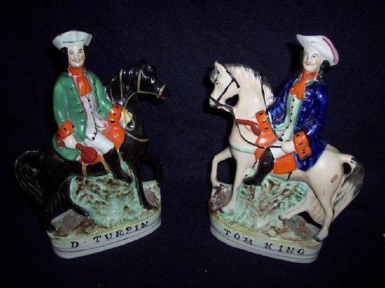 Appraisal: A pair of named Staffordshire figures D Turpin and Tom