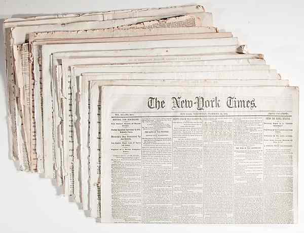 Appraisal: Civil War - Imprints Group of Civil War-Era Newspapers Lot