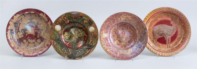 Appraisal: FOUR ITALIAN CANTAGALLI LUSTREWARE CHARGES Largest x in From the