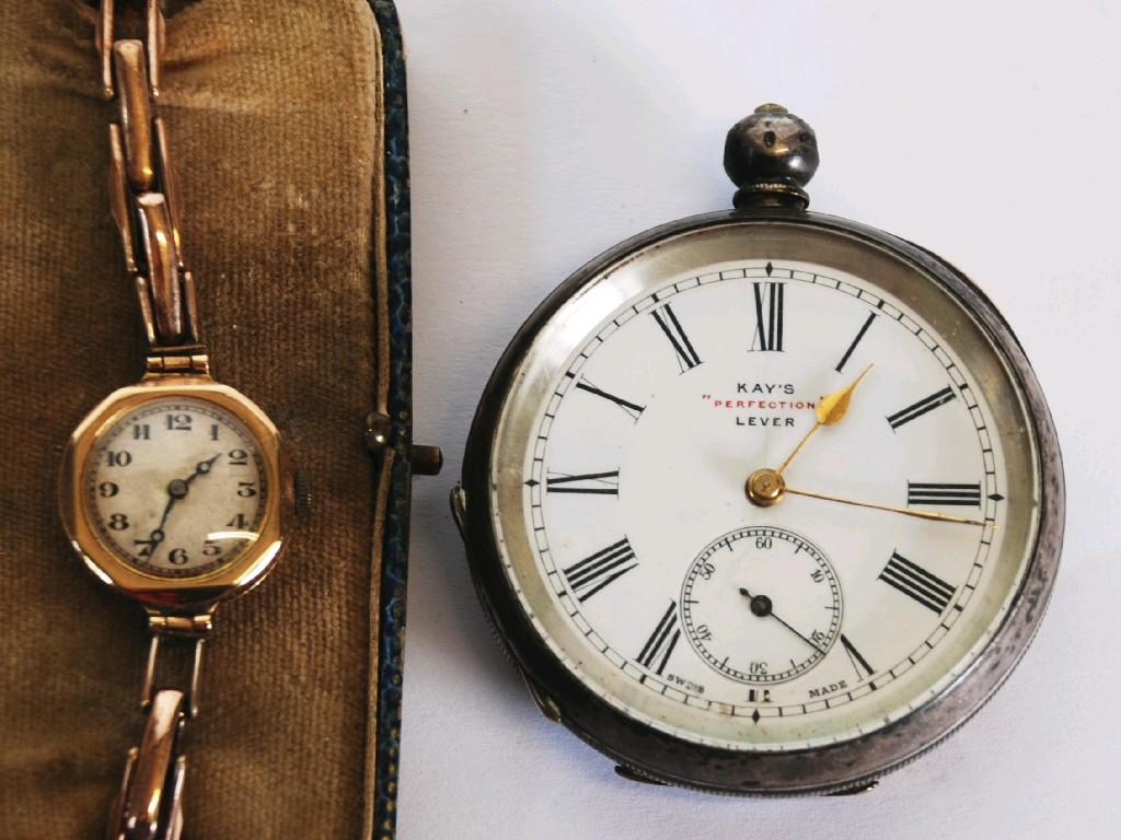 Appraisal: KAY'S 'PERFECTION' LEVER SWISS SILVER KEY WIND POCKET WATCH the