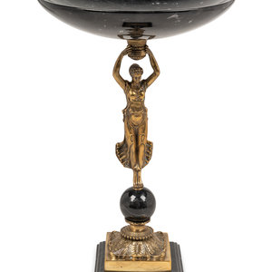 Appraisal: An Empire Style Gilt Metal and Marble Figural Centerpiece th