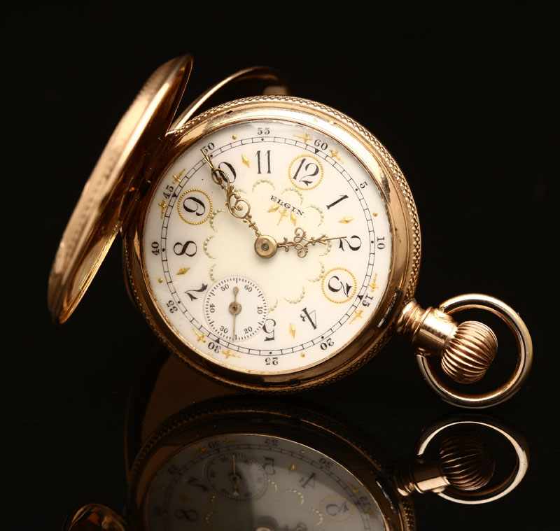 Appraisal: An Elgin K gold pocket watch The hand painted white