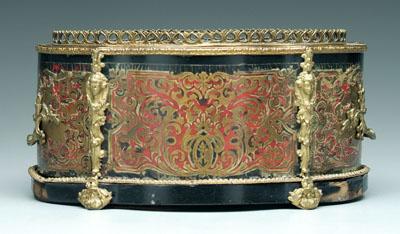 Appraisal: Ormolu mounted planter cartouche shaped openwork brass railing above brass