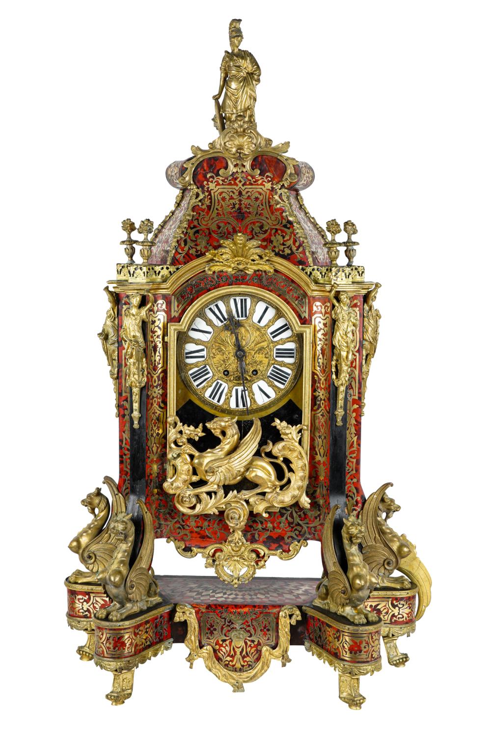 Appraisal: BOULLE MANTLE CLOCKCondition with light lifting to gilt overlay throughout