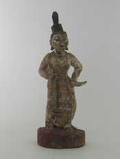 Appraisal: A painted carved wood figure of an oriental dancer with