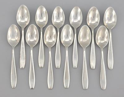 Appraisal: Twelve Mexican Sterling Silver Teaspoons Each approx - L the