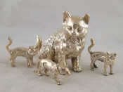 Appraisal: Four silver cased cats largest cm high