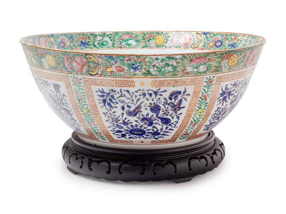 Appraisal: A Large Export Canton Famille Rose Porcelain Punch Bowl Diameter