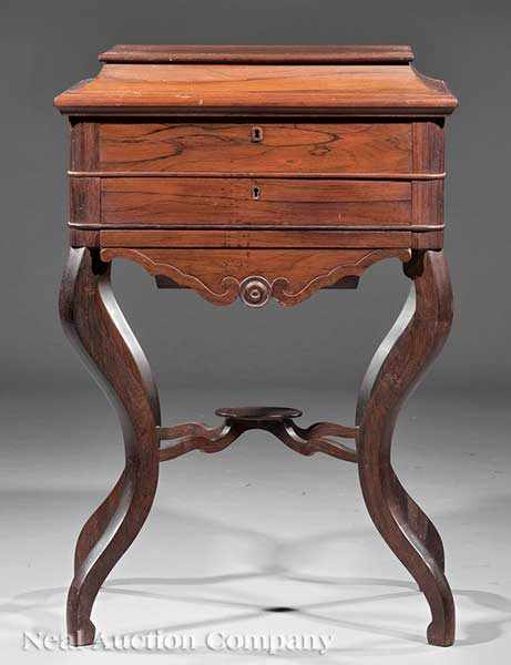 Appraisal: An American Rococo Carved Rosewood Work Table mid- th c