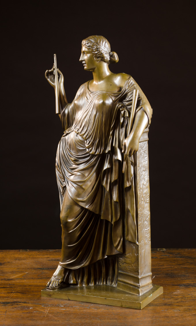 Appraisal: FERDINAND BARBEDIENNE FRENCH - FIGURAL PATINATED BRONZE SCULPTURE the muse