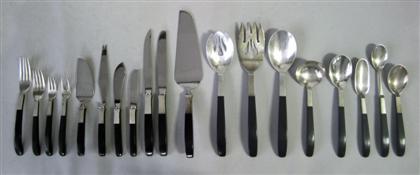 Appraisal: Sterling silver and black Bakelite partial flatware service lunt silversmiths