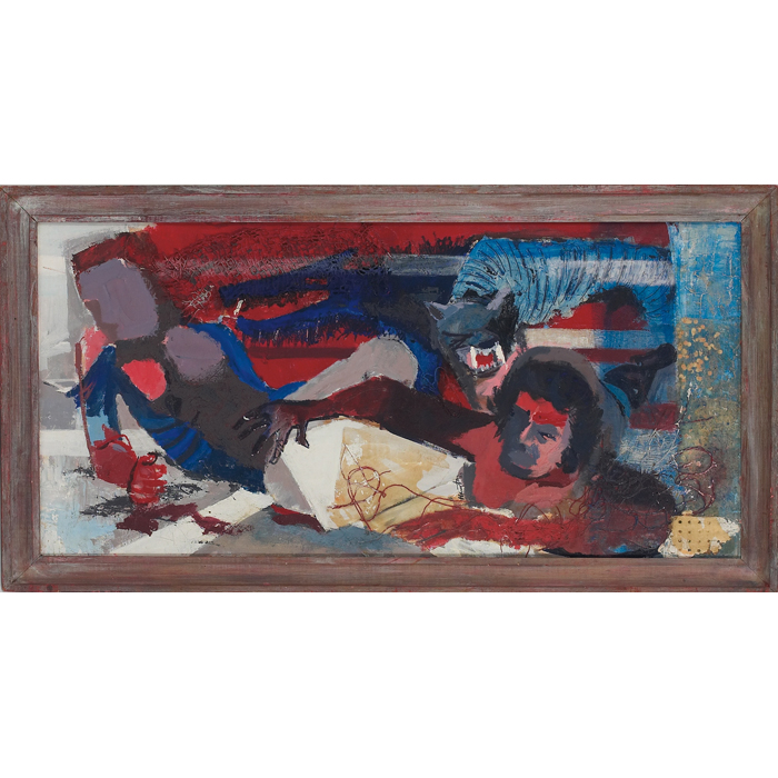 Appraisal: Phillip Jewell Hampton American b ''Blue Dogs on Red and