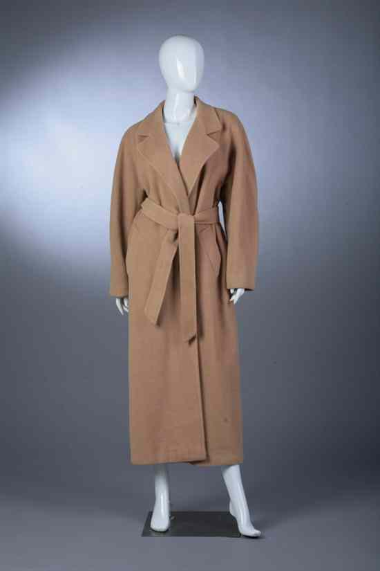 Appraisal: SEARLE CAMEL COLORED WOOL COAT Size With self-tie belt