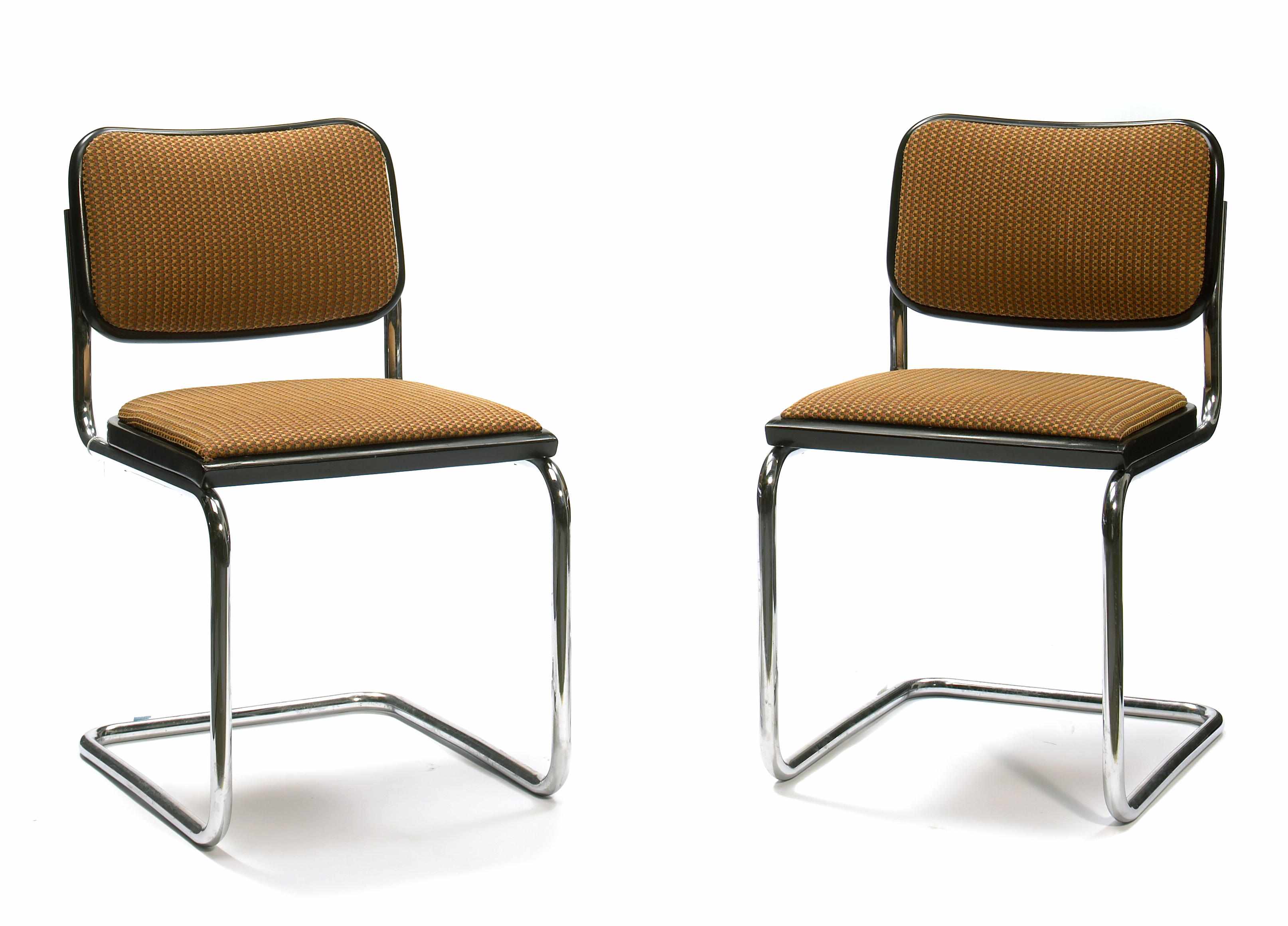 Appraisal: A set of six Modern upholstered tubular chromed metal and