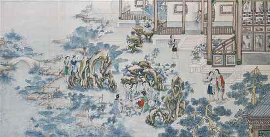 Appraisal: A Chinese Painting on Paper of Ladies in a Garden