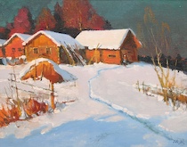 Appraisal: Mark Kremer Russian born Evening Snow Oil on canvas initialed