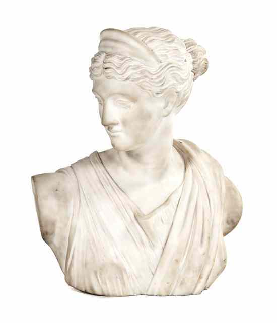 Appraisal: An Italian Marble Bust depicting a classical maiden with headdress