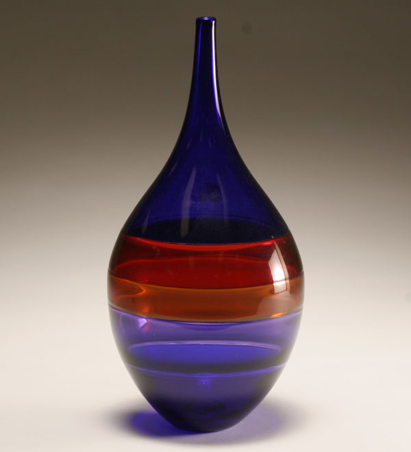 Appraisal: Contemporary triple incalmo studio glass vase H