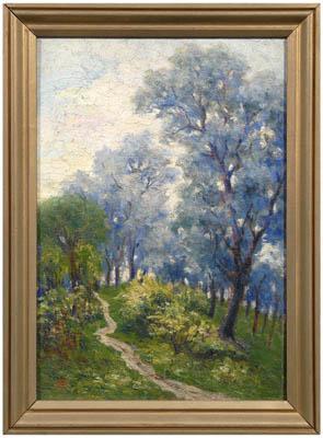 Appraisal: Raymond Woog painting French born French country landscape with path