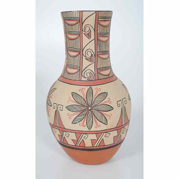 Appraisal: Marie Gachupin Jemez Vase attenuated form decorated with thin lined