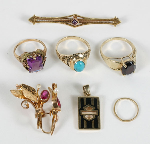 Appraisal: Victorian Art Deco gold K jewelry assortment of pieces including