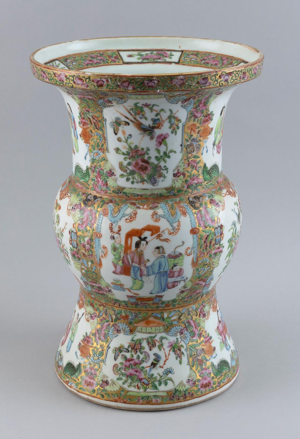 Appraisal: CHINESE EXPORT ROSE MEDALLION PORCELAIN GU-FORM VASE LATE TH CENTURY