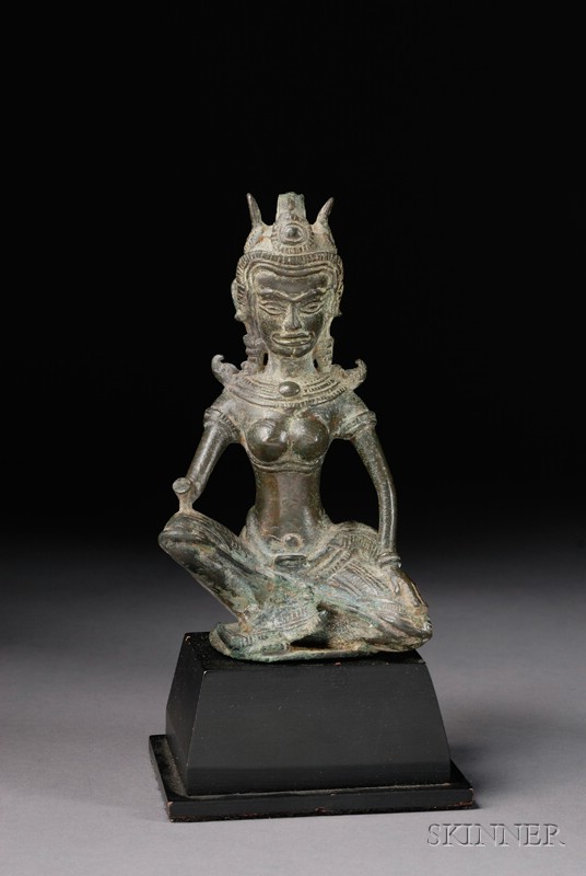 Appraisal: Bronze Deity Khmer th th century seated figure of Parvati