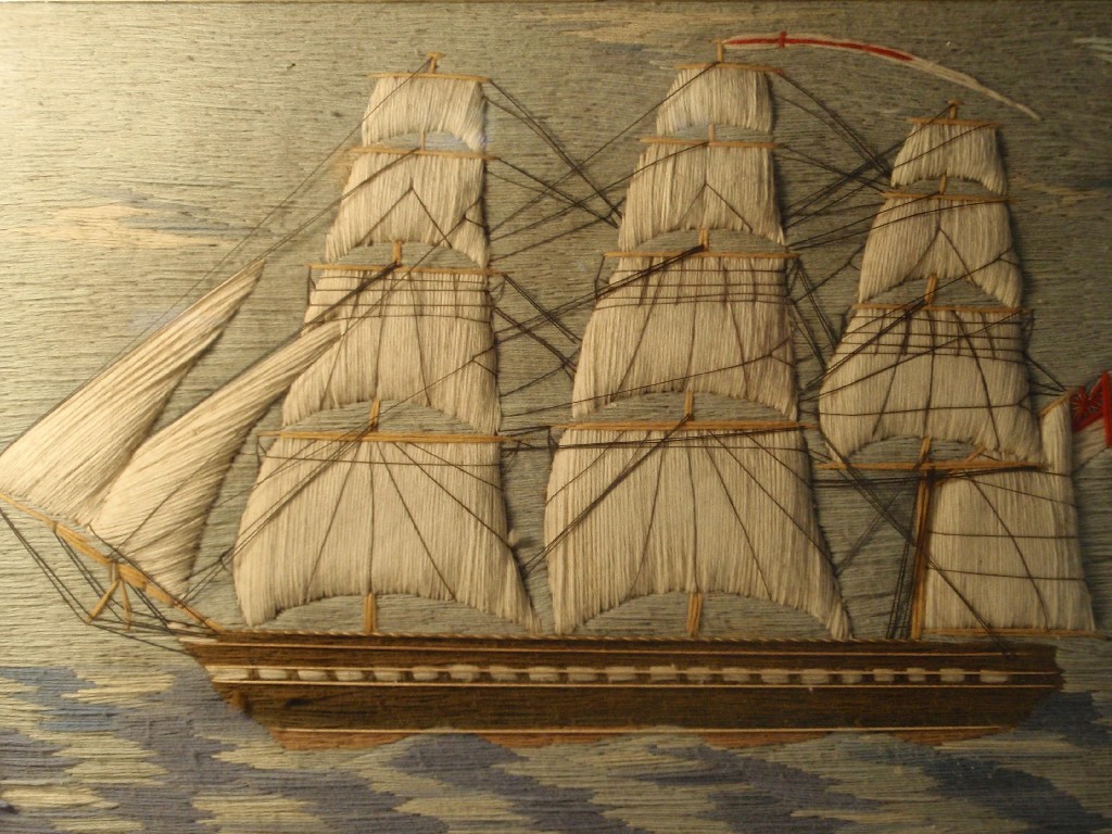 Appraisal: A Victorian sailor's woolwork picture of a three masted schooner