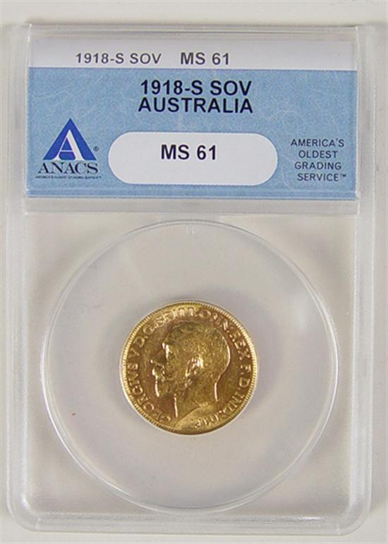 Appraisal: -S Gold Sovereign Great Britain Australia Anacs certified and graded