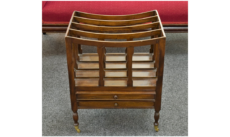 Appraisal: Mahogany Canterbury With Two Drawers Raised On Turned Legs With