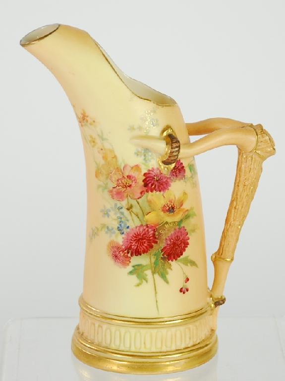 Appraisal: LATE VICTORIAN HAND PAINTED ROYAL WORCESTER BLUSH PORCELAIN TUSK VASE