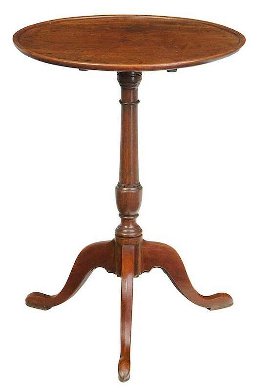 Appraisal: George III Walnut Dish Top Candlestand British late th century