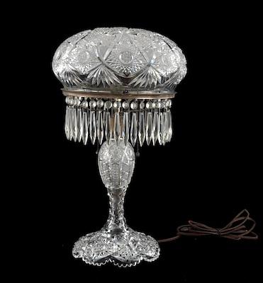 Appraisal: A Hubbell Brilliant Cut Glass Lamp The mushroom lamp with