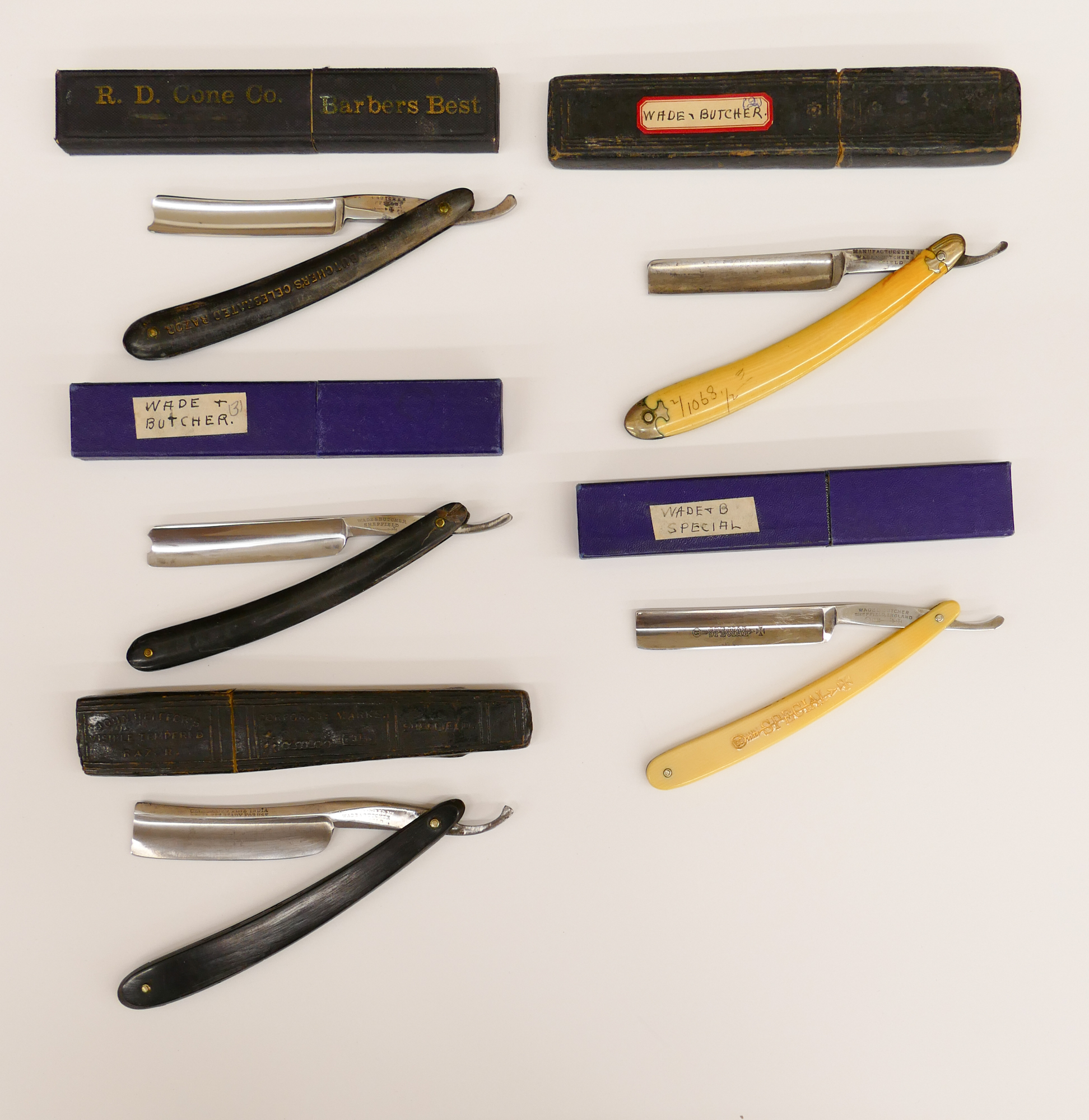 Appraisal: Tray pc Antique Straight Razors All Wade Butcher Sheffield