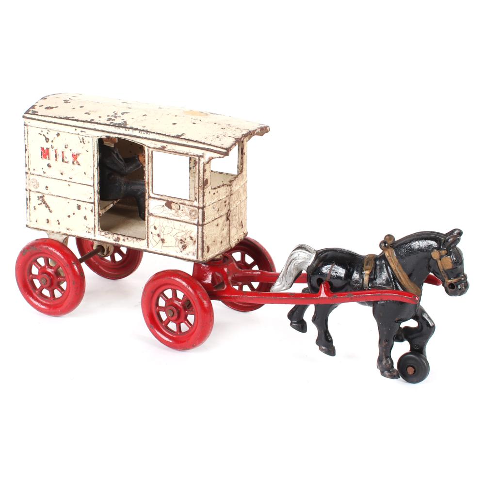 Appraisal: KENTON CAST IRON HORSE DRAWN MILK WAGONKenton Cast Iron Horse