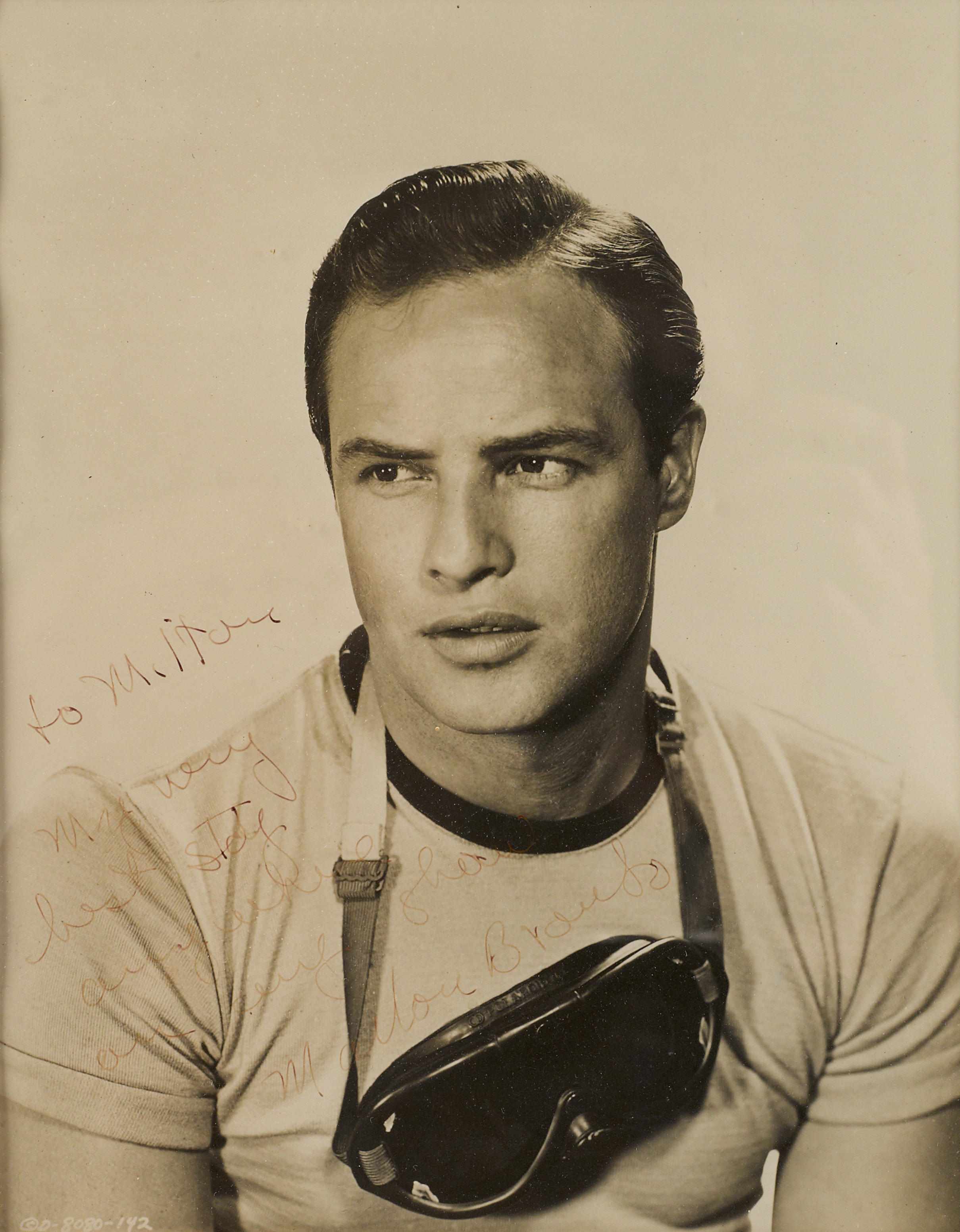 Appraisal: Hollywood Memorabilia s- s A Marlon Brando signed photograph A