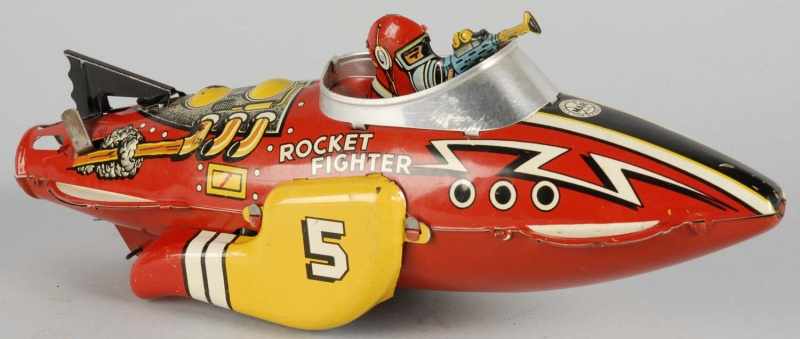 Appraisal: Tin Litho Marx No Rocket Fighter Wind-Up Toy Description American