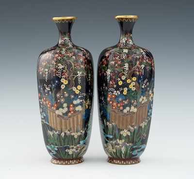 Appraisal: A Miniature Pair of Mirror Opposing Hexagonal Vases Meiji Period