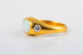 Appraisal: Tiffany Opal Diamond Ring Tiffany opal diamond ring Signed TIFFANY