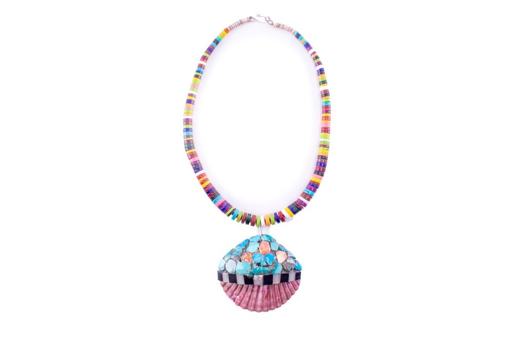 Appraisal: Santo Domingo Inlaid Shell Multi Stone Necklace Featured in this