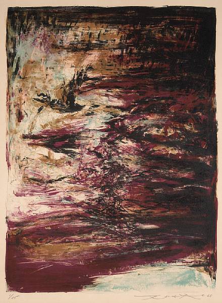 Appraisal: Zao Wou-Ki Chinese French born Untitled R Color lithograph on