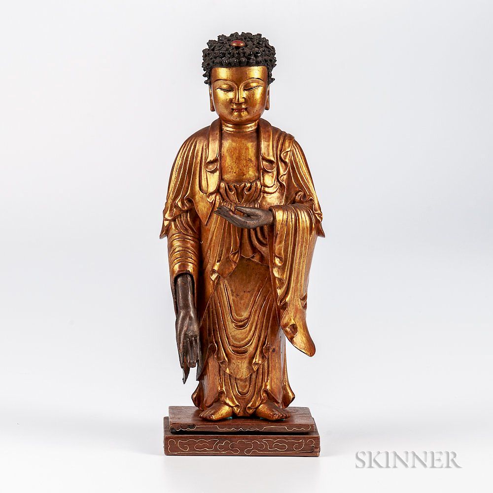 Appraisal: Gilt Lacquered Wood Buddha Gilt Lacquered Wood Buddha Japan standing