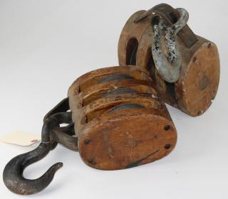 Appraisal: Pair Of Th C Heavy Three Pulley Block And Tackle